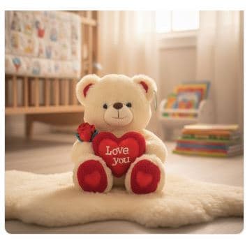 Urso De Pelúcia Com Coração Love You E Rosa Dia Dos Namorado