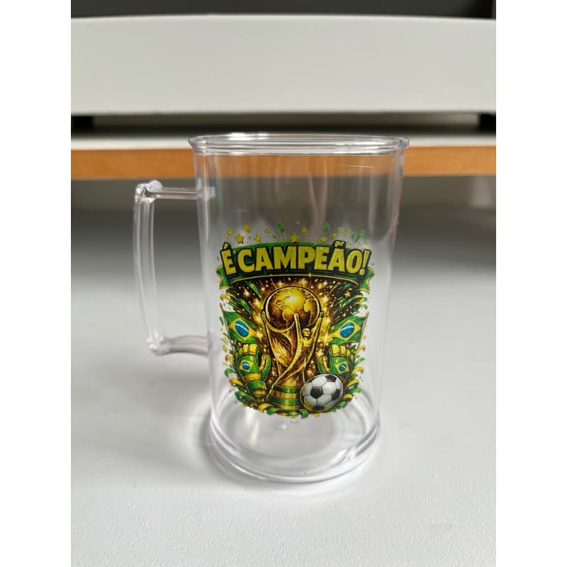 Caneca Acrílica 300ml Personalizada Copa Futebol | Personalização Direta no Material