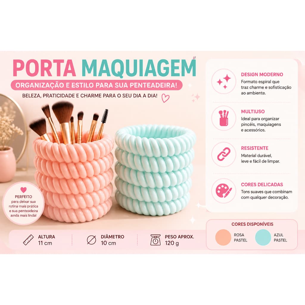 Porta Maquiagem Decorativo Organizador Pincéis Maquiagem Envio Imediato
