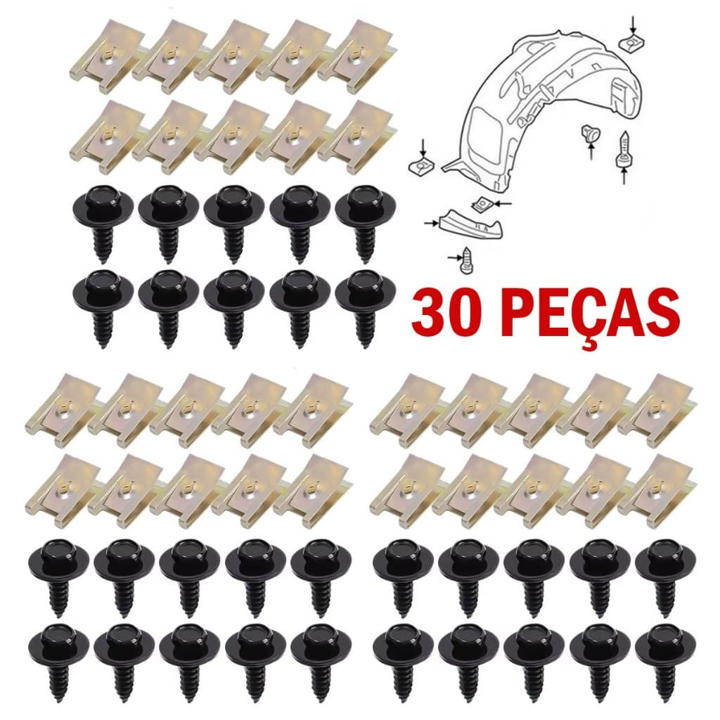Kit 30 Parafusos Para Capô Chassi E Manutenção De Carros Parafuso Para Carro Universal