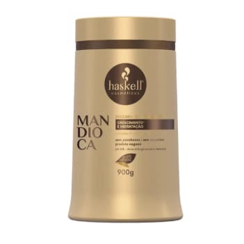 Máscara Capilar Mandioca Haskell 900g - Hidratação Intensa, Sem Parabenos, pH 3.8