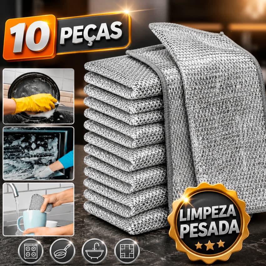 Kit Pano De Aço Metálico Mágico Limpeza Pesada Cozinha Fogão Louça Anti arranhão fibra