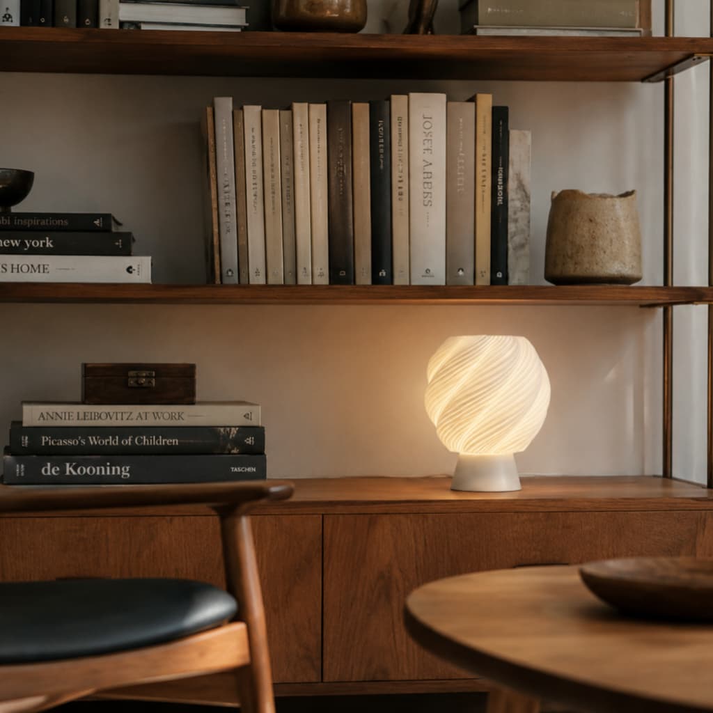 Luminária Aura Premium Design Espiral Orgânico Decorativo para Quarto Sala Escritório e Setup