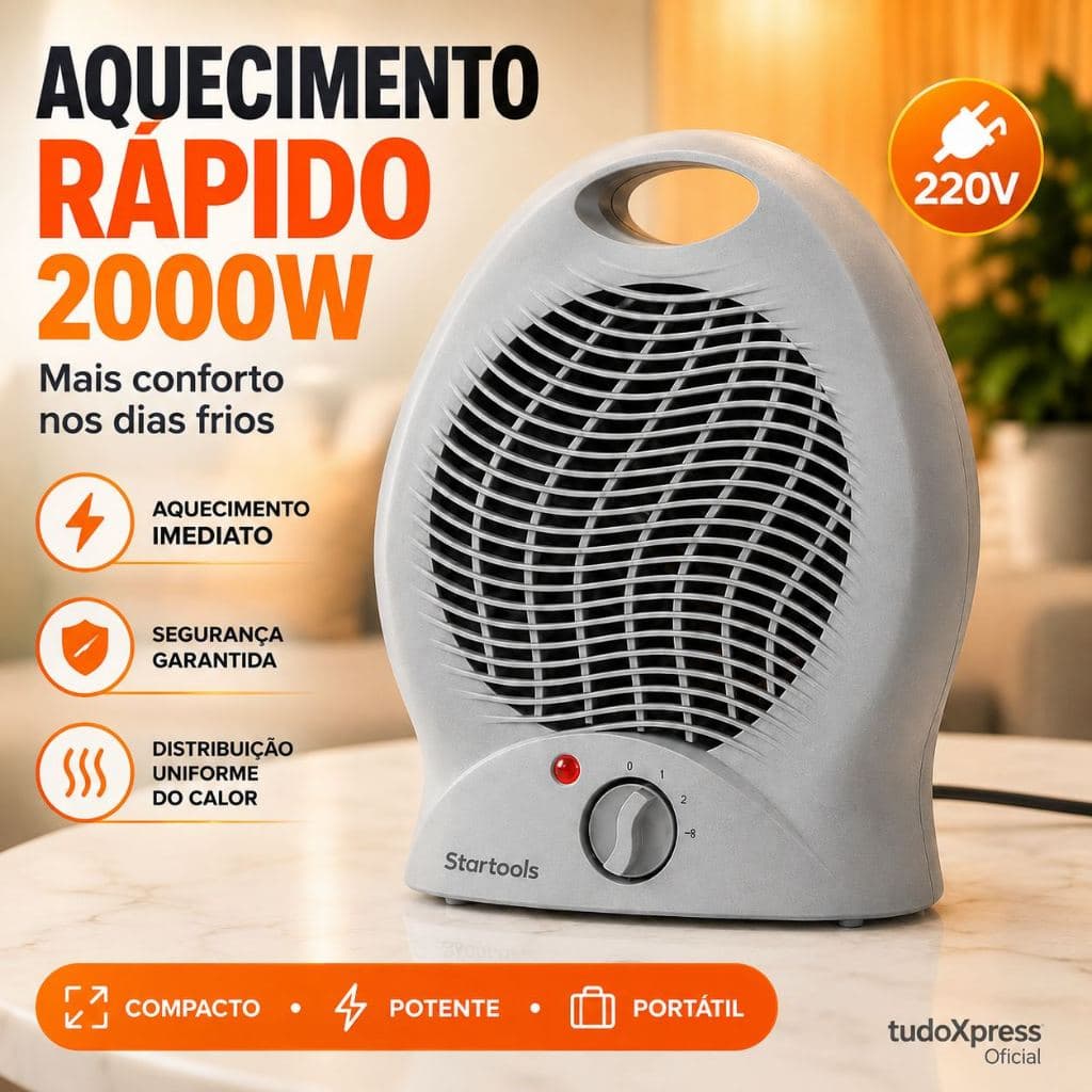 🔥 Aquecedor De Ar Elétrico 2000W Potente 220V Termostato Inverno Promoção
