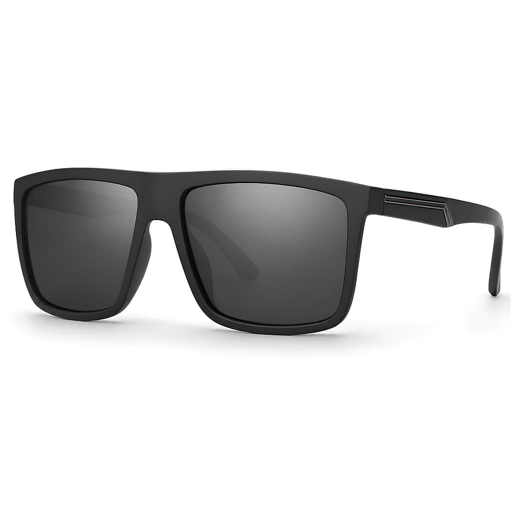 Óculos de Sol Masculino Polarizado Quadrado Preto Grande Proteção UV400 Village Heaven