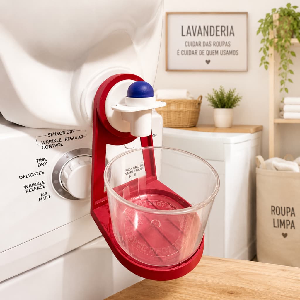 Suporte para Galão de Sabão Líquido ou amaciante , alvejante com Porta Copo Dosador | Organizador para Lavanderia