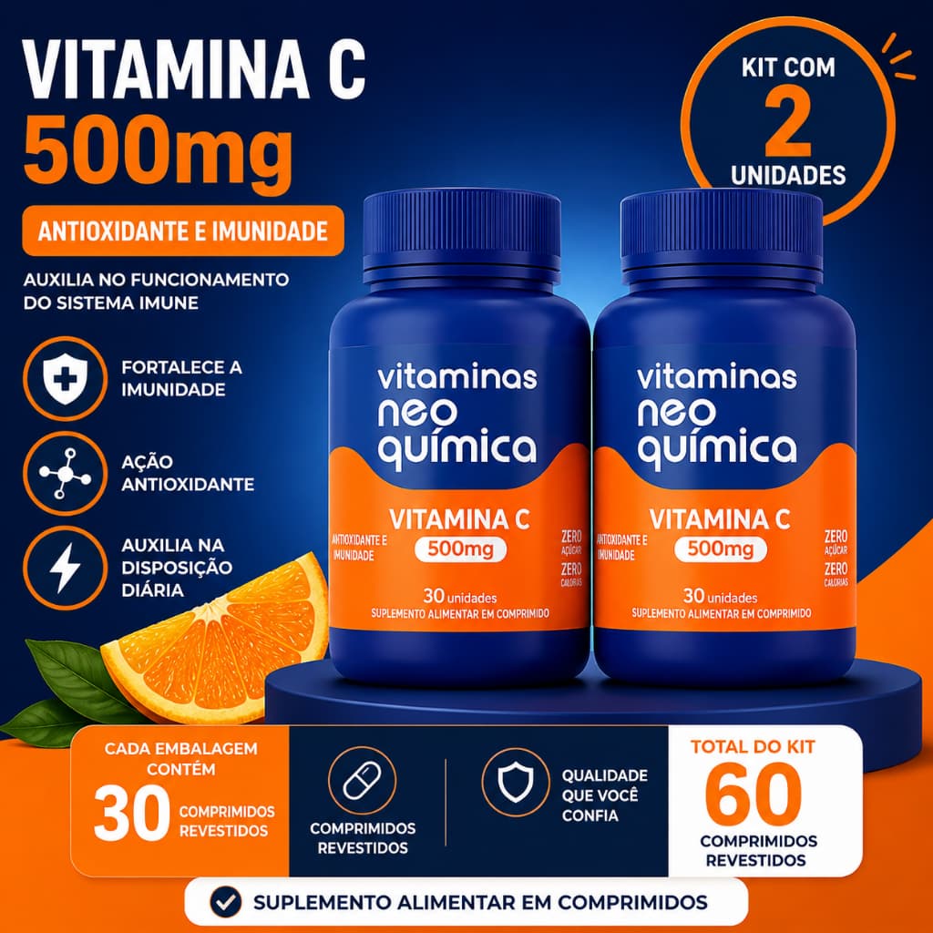 Kit 2 Vitamina C 500mg Neo Química 30 Comprimidos Cada