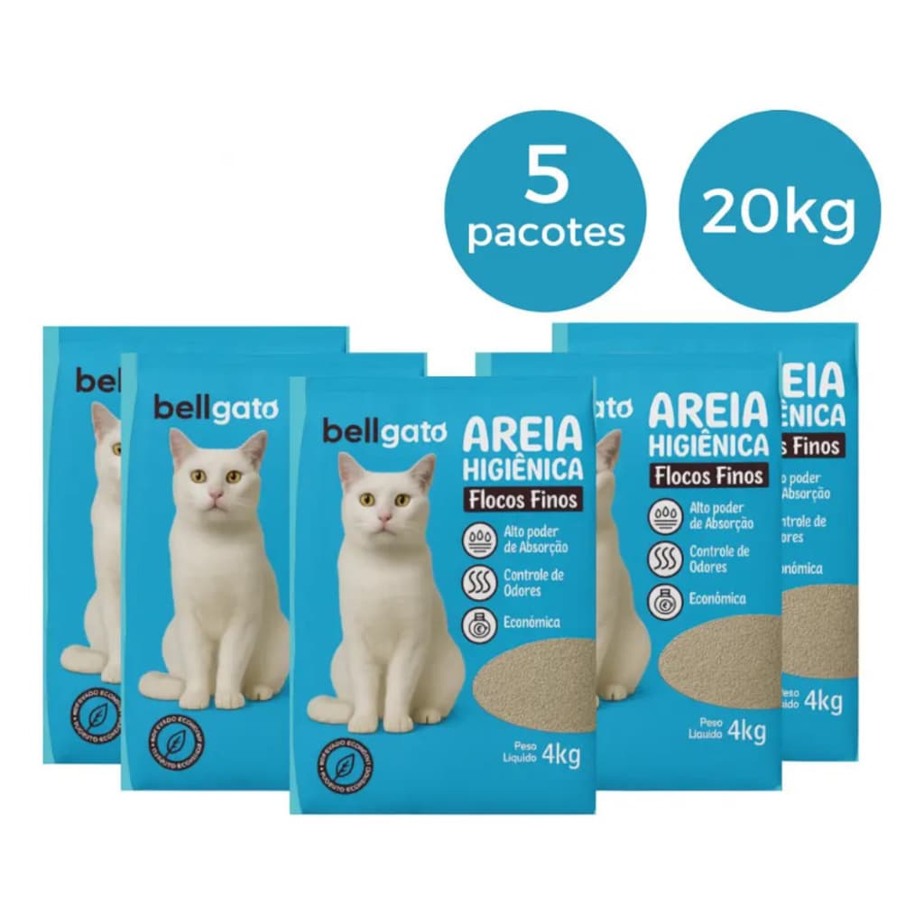 Kit 5 Areia De Gato Higienica Extra Fina 20kg Premium