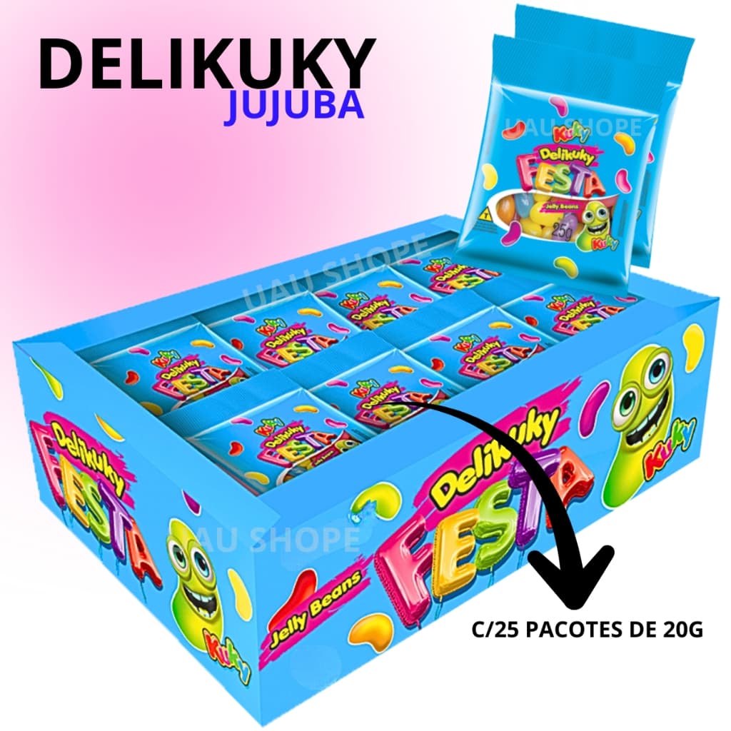 Bala De Goma Delikuky Festa C/25 Unidades de 20 gr - Kuky