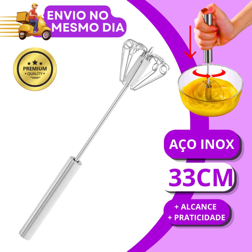1 2 ou 3 Batedor de Ovos Claras Semi Automatico Aço Inox Fue Fuet Manual Mixer Profissional Multiuso