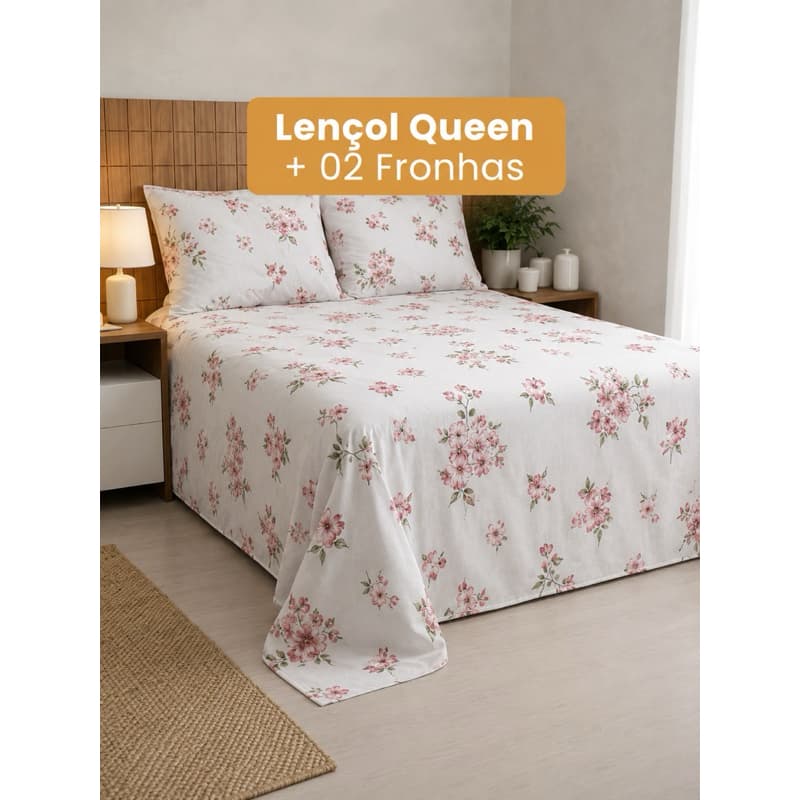 Jogo de Cama Casal Luxo 3 Peças Estampado Macio Com 2 Fronhas