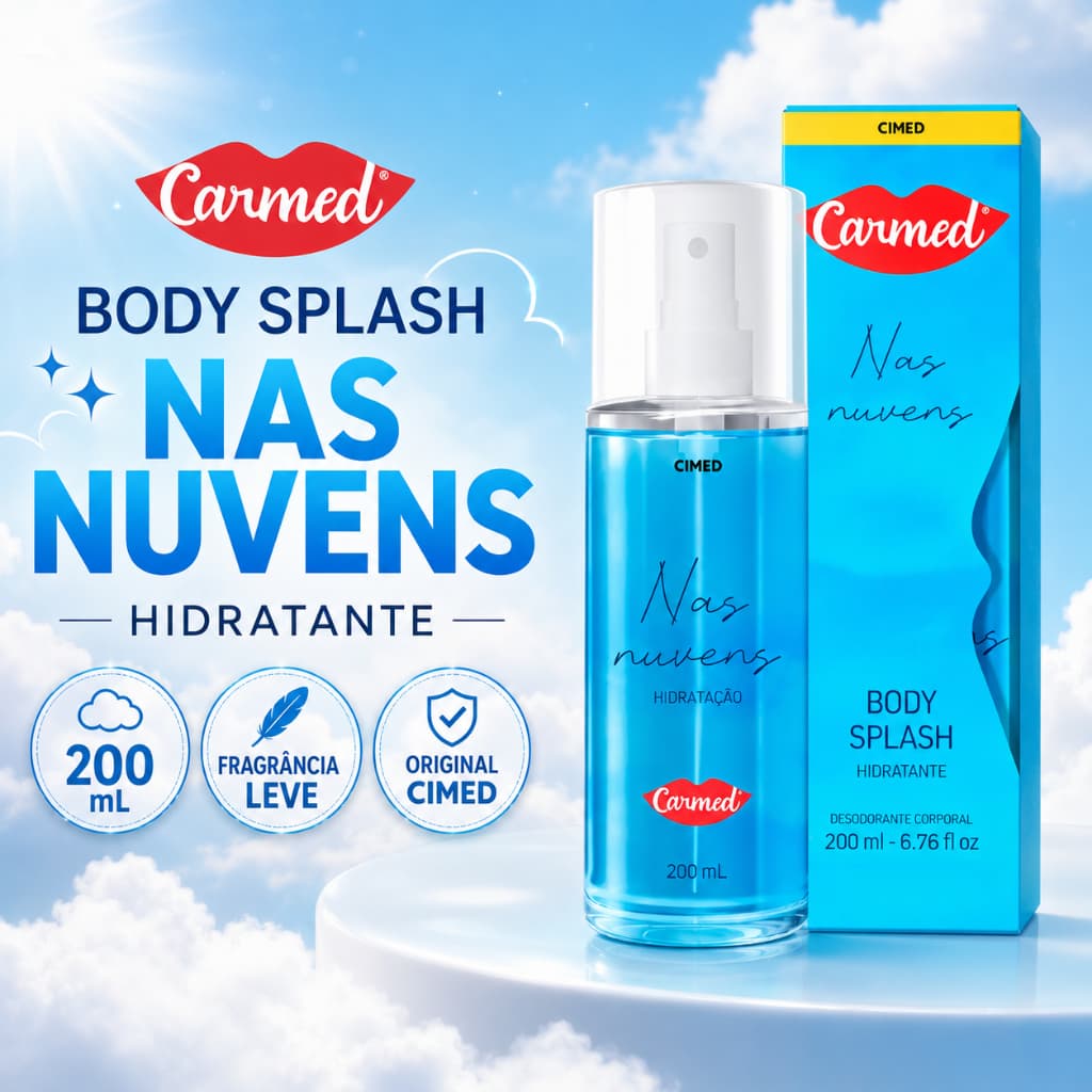 Carmed Body Splash Nas Nuvens 200ml Cimed Original Perfume Corporal Hidratante Fragrância Leve