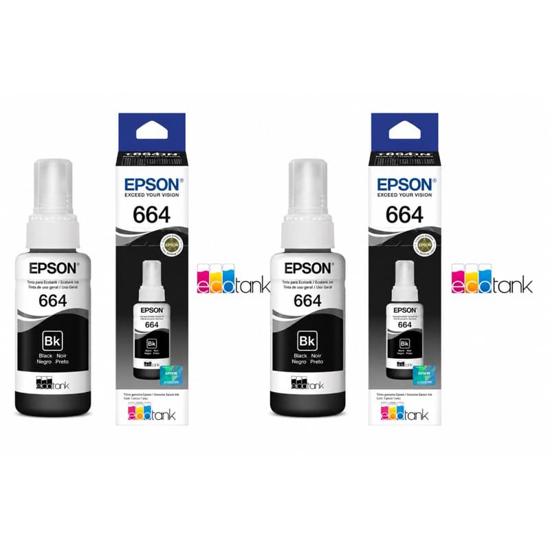 2 Unidades Tinta 664 Para Epson 70 ML Preta L220 L355 L365 L380 L375 L395 L396rCNN Entrega Rápida