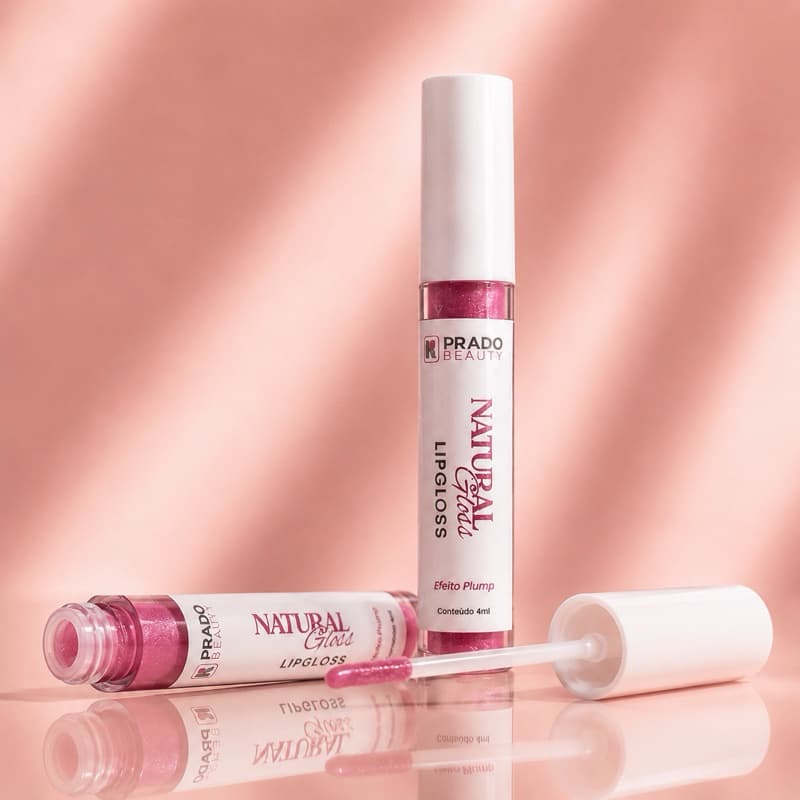 Gloss Labial Natural Gloss Efeito Plump Prado Beauty 4ml | Ácido Hialurônico + Hidratação Intensa + Brilho Labial