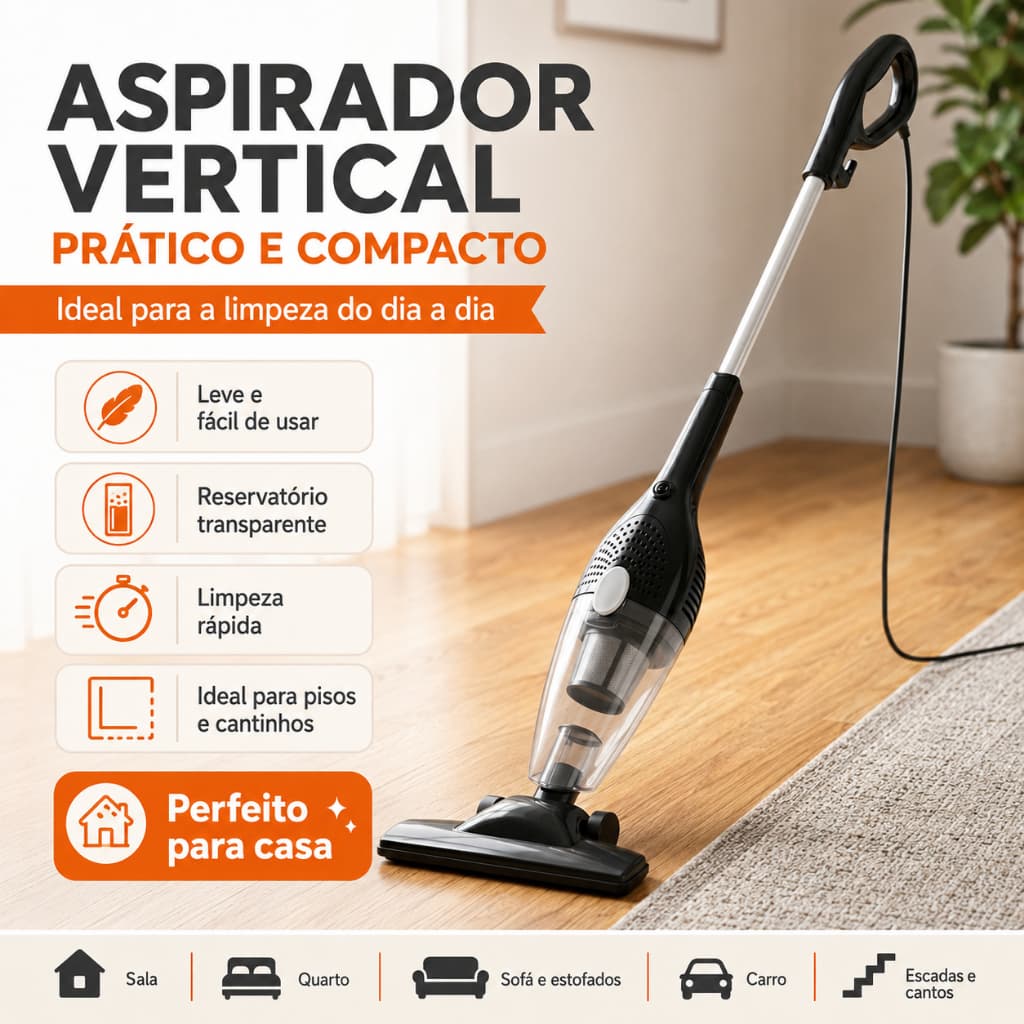Aspirador Vertical Portátil 2em1 110/220 Potente Residencial/Oferta Imperdível Presente Ideal Casa
