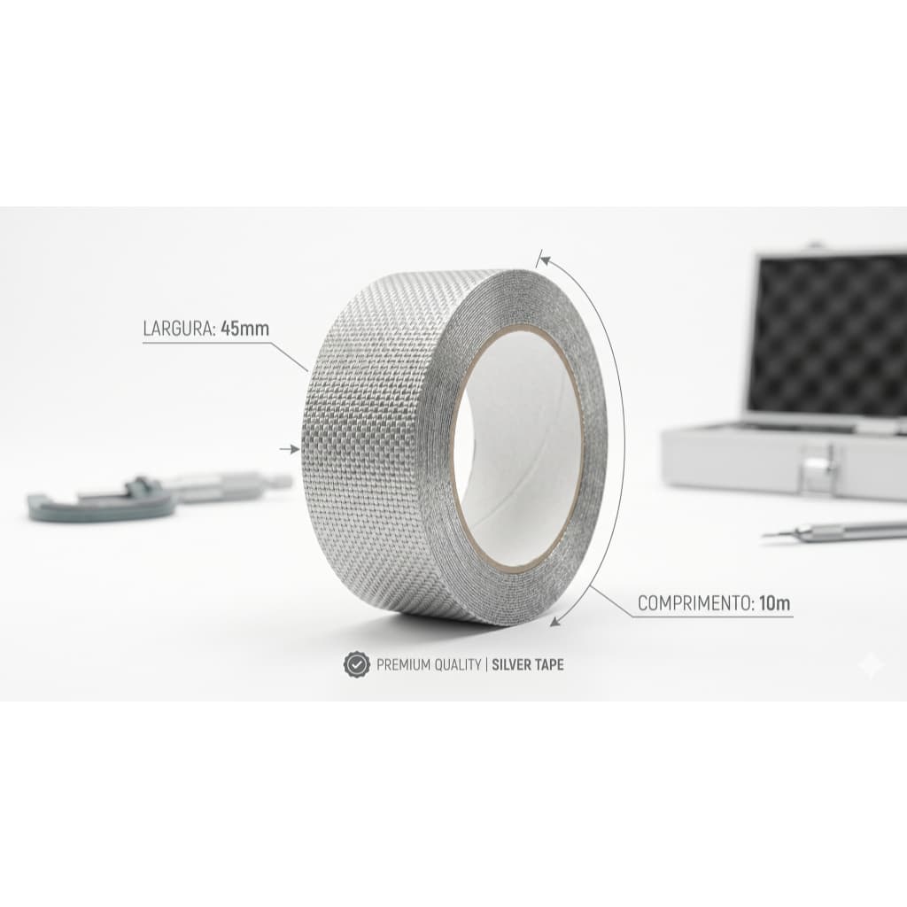 Silver Tape Fita Adesiva Para Reparos Reforçada 45mm x 10M Alta Resistencia