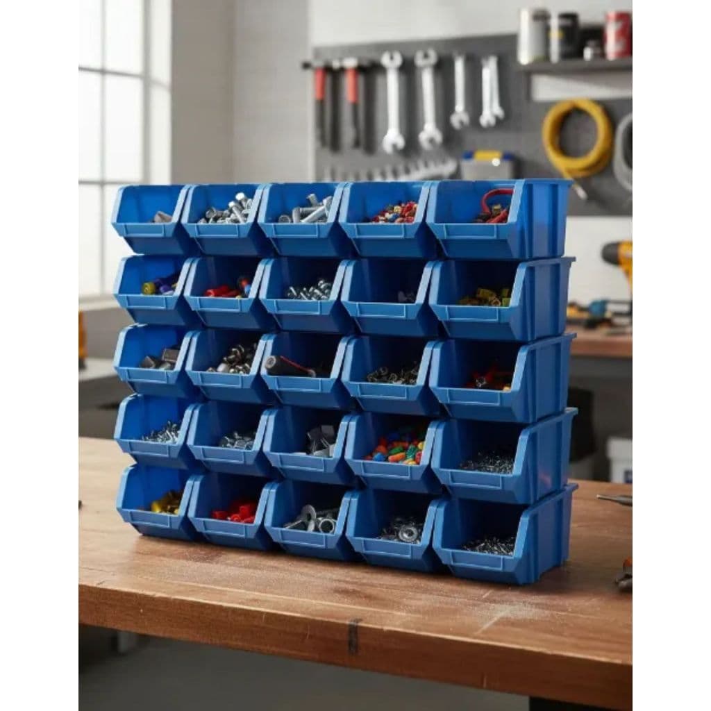 Kit Gaveteiro Caixa Bin Nº 5 Plástico Azul Organizador  Multiuso Ferramentas