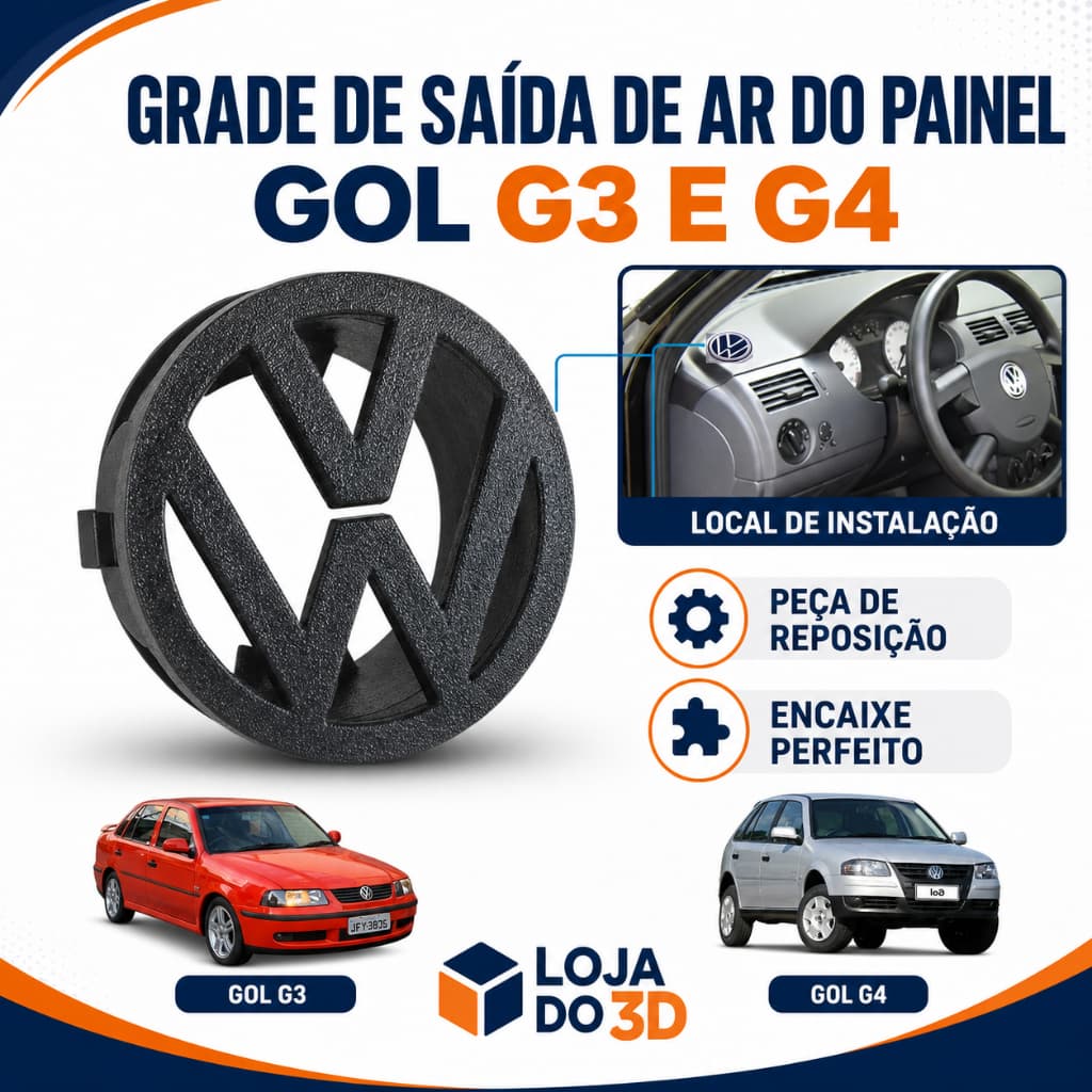 Moldura Painel Personalizado Saída De Ar Gol G3 e G4 gradinha saída de ar