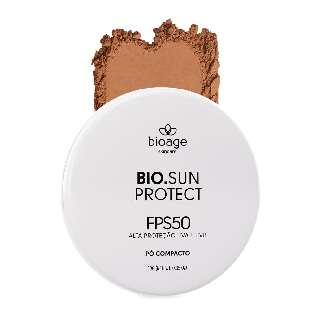Pó Compacto Protetor Solar BioAge Bio SunProtect FPS 50 Efeito Mate Anti Oleosidade Base em Pó Tom 4 Médio 10g