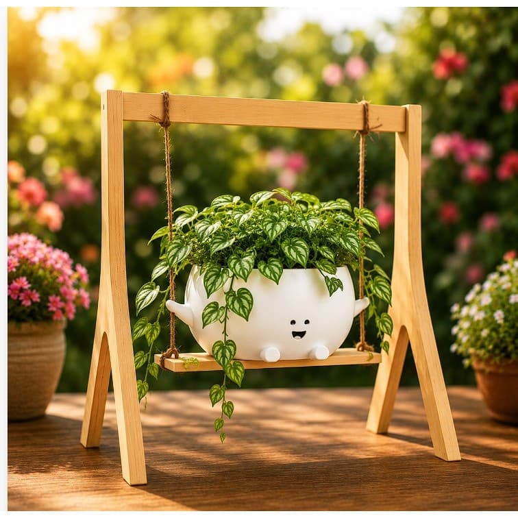 Vaso Balanço Decorativo para Plantas Cachepot Flutuante Estilo Kawaii Decoração Mesa e Estante