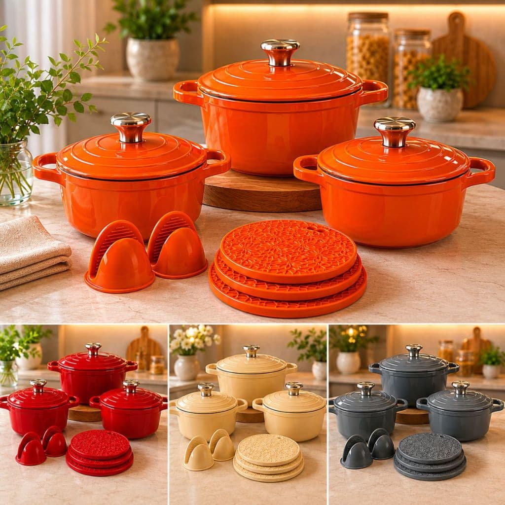 Conjunto Panelas Caçarolas Cerâmica kit 8 Peças Antiaderente Fogão gas Indução vidroceramico premium moderna