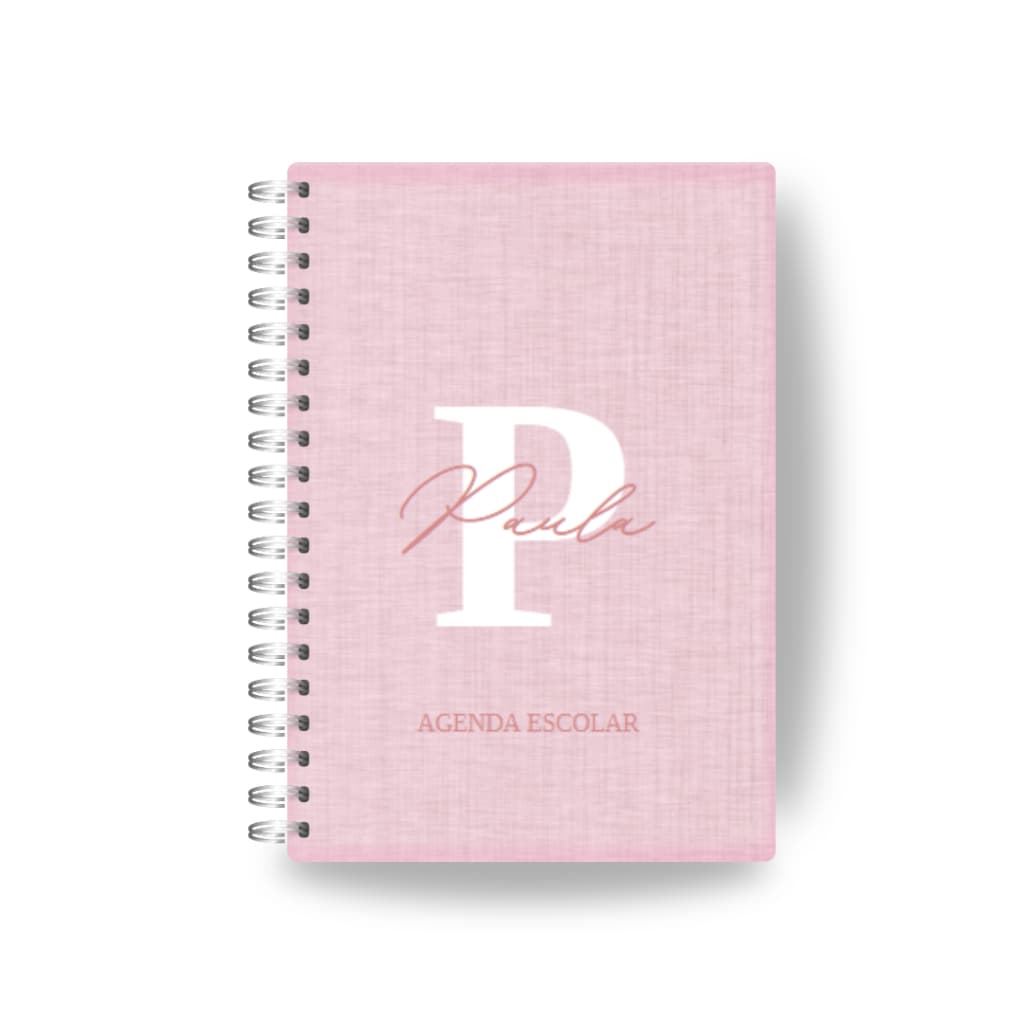 Caderno / Agenda Escolar Infantil Personalizada - 200 páginas Tamanho A5 (15x21cm) Capa Dura Rosa