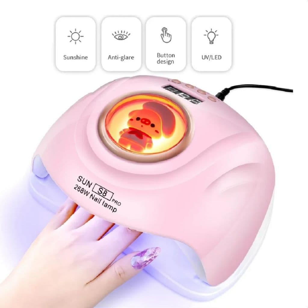 Cabine Estufa Sun S8 Pro Led Uv 268w Unha Acrigel Gel Premium Bivolt Cor Rosa