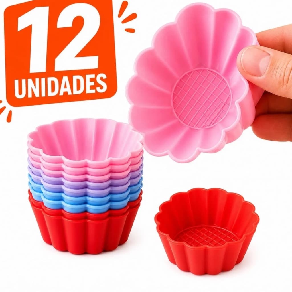 Formas de Silicone para Cupcake Pudim Reutilizáveis Forminha Flor Resistente ao Calor