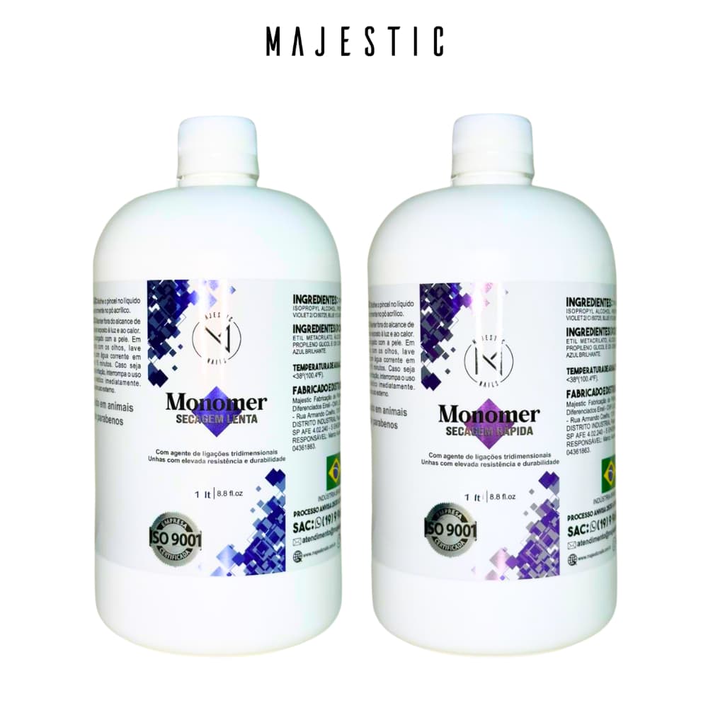 MONOMER Secagem Lenta/Rápida (Odor reduzido) 1 litro Alongamento Majestic Nails