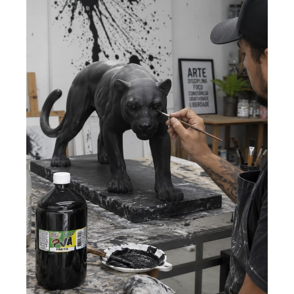 Tinta Preto Pva Fosca 500ml True Colors p/ Artesanato Cortiça Gesso Mdf