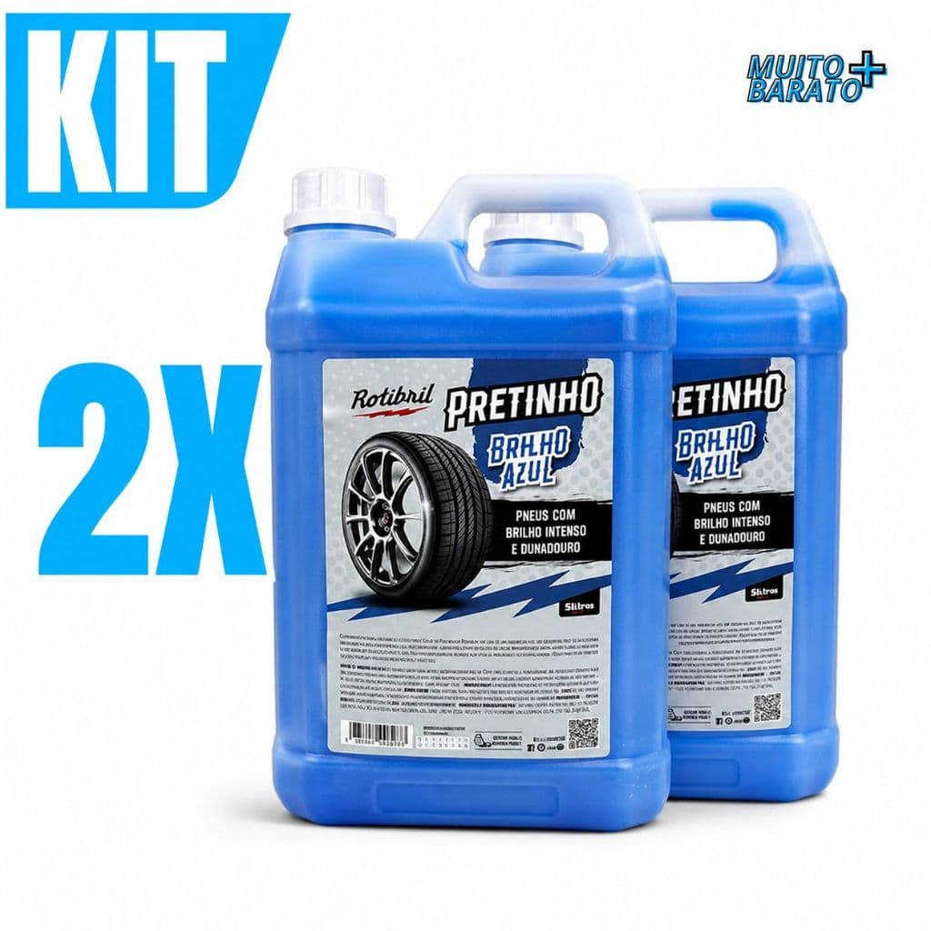 Kit 2 unidades Pretinho PLUS 5L Pneu Brilhoso e Hidratado para Carros e Motos