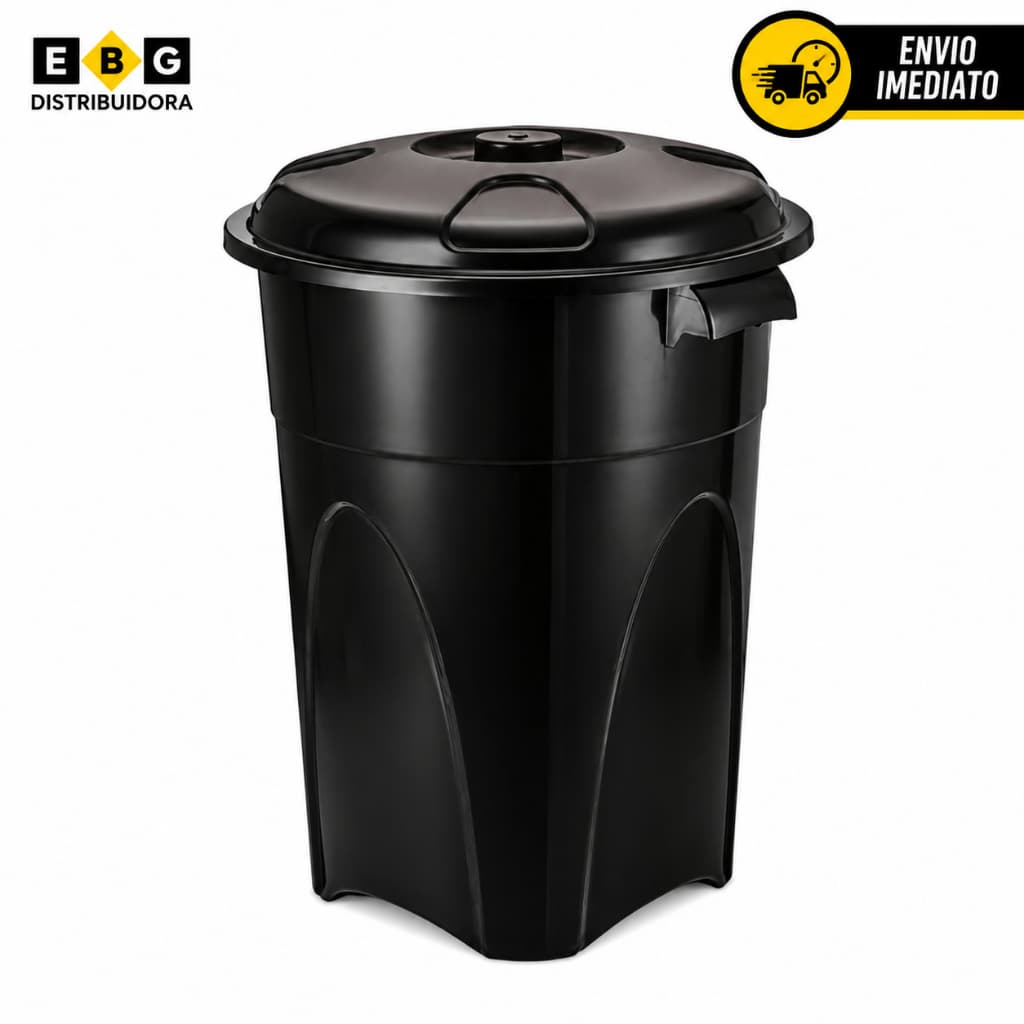 Cesto De Lixo 100 Litros Lixeira Grande Reforçado Preta