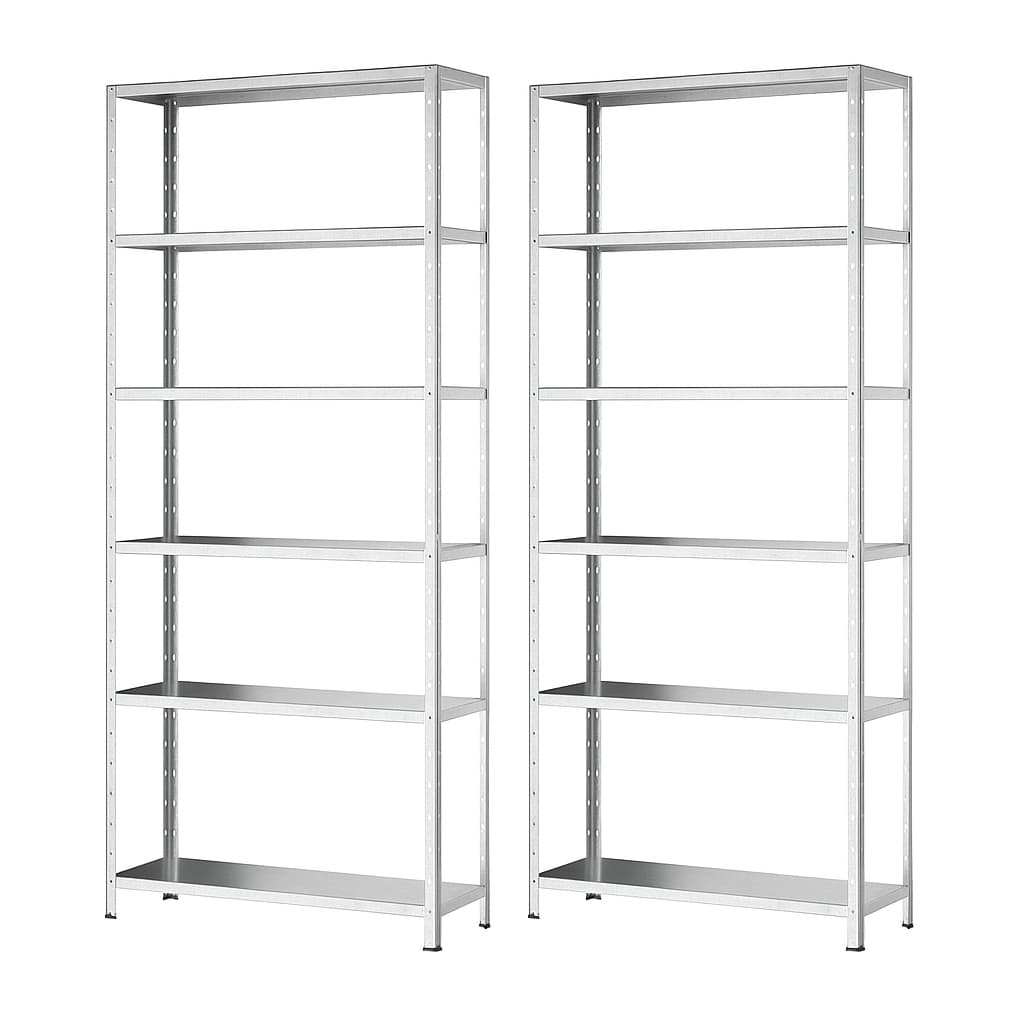 kit 2 estante de aço 198x90 6 bandejas galvanizado preto