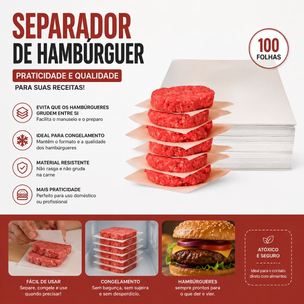 Separador de Hamburguer para Lanches 15x15 Resistente Pacote com 100 a 800 UN