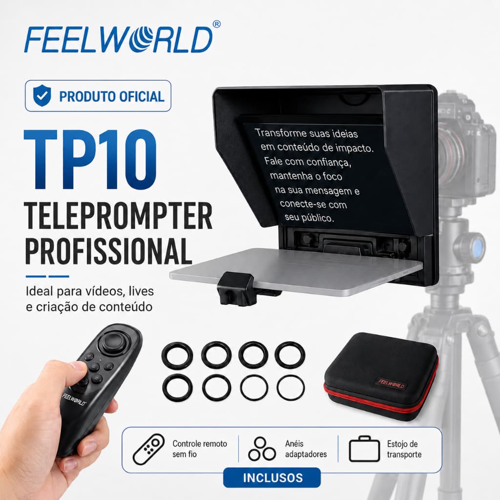 Teleprompter Profissional Portátil Câmera Celular Dobrável Tp10 Suporta até tablets 11 polegadas