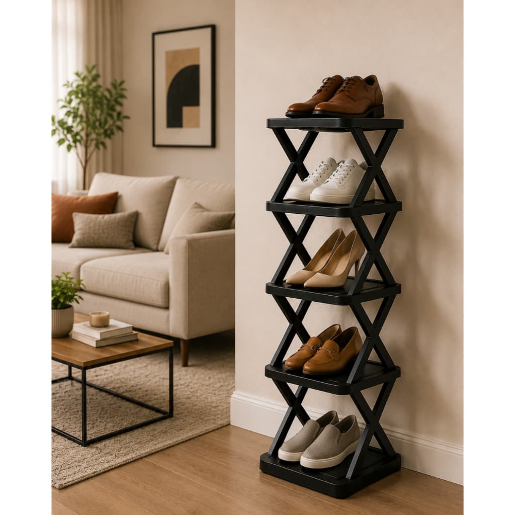 Sapateira Multifuncional 6 Andares Desmontável | Organizador de Sapatos Vertical Compacto e Resistente para Closet e Qua
