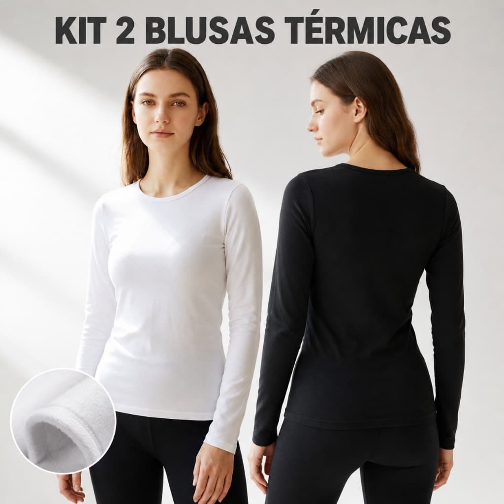 Kit 2 Blusas Térmicas Femininas Peluciada Inverno P ao GG Proteção Contra o Frio