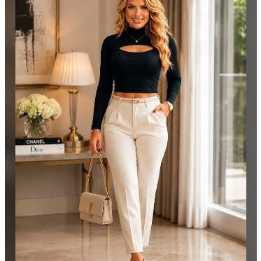 Cropped blusa feminina manga longa gola alta recorte no busto  super estiloso