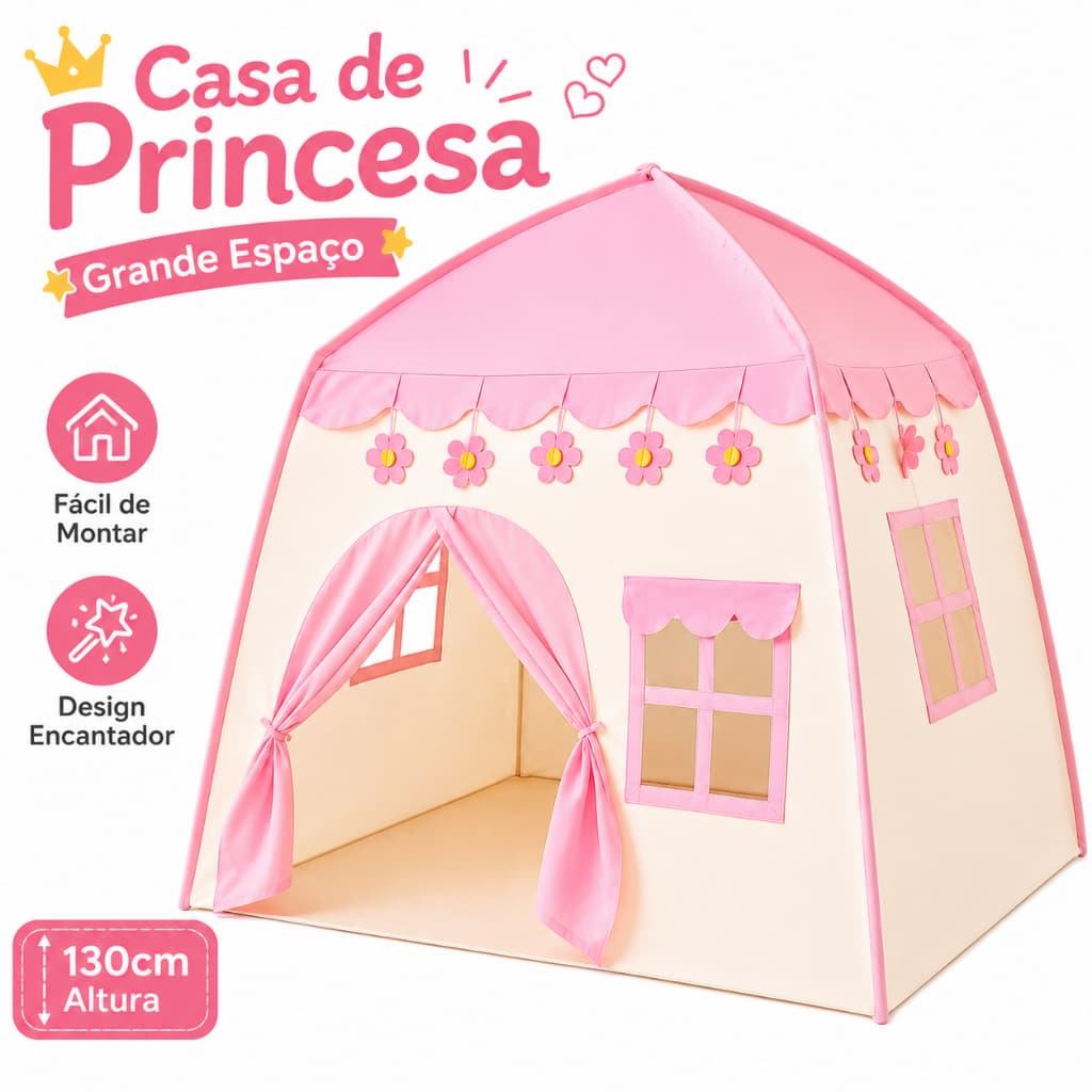 Barraca Infantil Casinha Mágica 100x130x130cm Tenda Dobrável Menina Menino