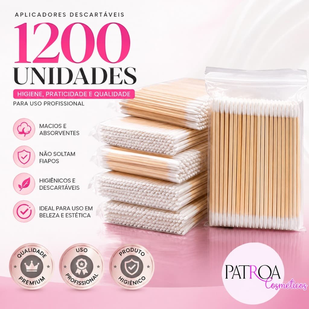 Palitos c/ Algodão Limpeza Henna Micropigmentacao Sobrancelha