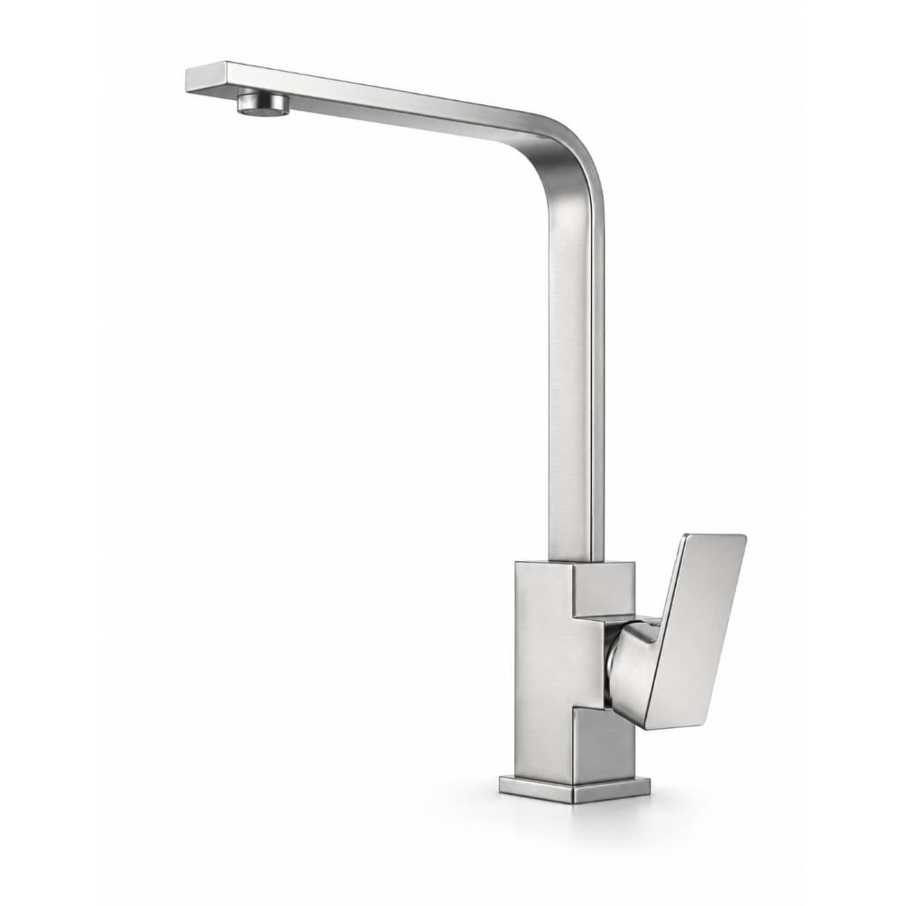 Torneira Gourmet Monocomando Slim L Cozinha Aço Inox Luxo Cor Prata Escovado Domum