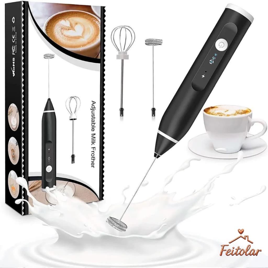 Mixer Elétrico Portátil 3 Velocidades Batedor Para Cafés Bebidas Ovos Massa Bolo 2 Ponteiras