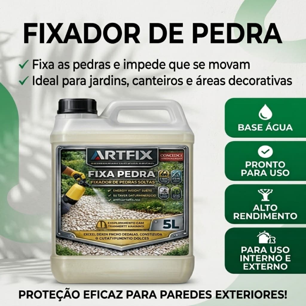 Fixador De Pedras Base Água Artfix 5L Alta Durabilidade Para Projetos De Paisagismo