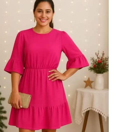 Vestidos mangas largas com leve bufante babados nas mangas  costa aberta com amarrações e elástico comprimento M