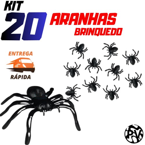 kit 20 Aranhas Brinquedo Infantil para Sacolinhas Surpresa e Festas de Halloween