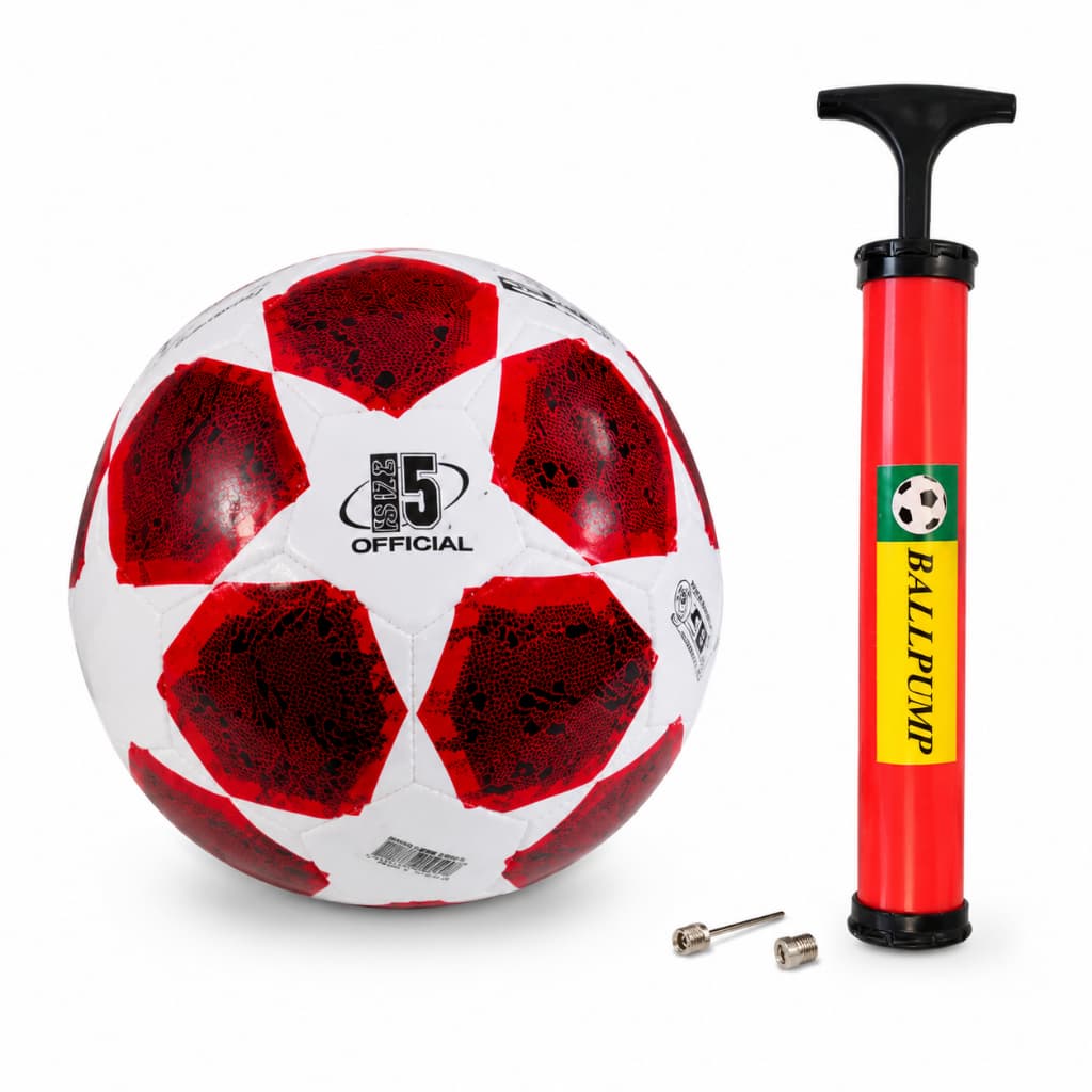 Bola De Futebol + Bomba de Ar Manual Portátil Para Encher Infantil Campo Society Couro Costurada