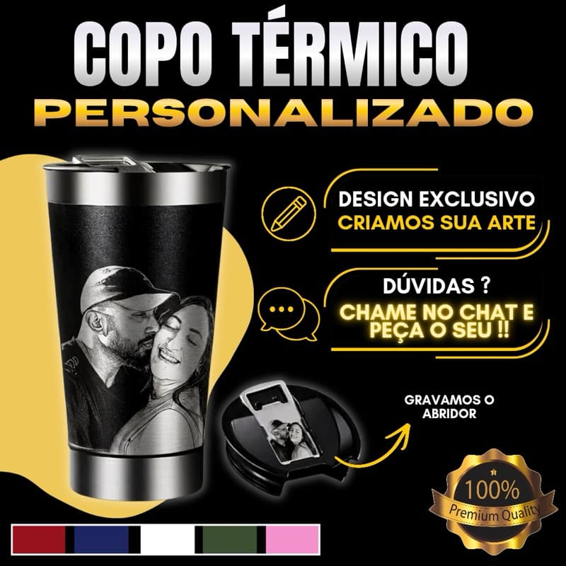 Copo Térmico Personalizado 360º – Laser – Nome/Logo – 473ml – Brinde Corporativo – Presente