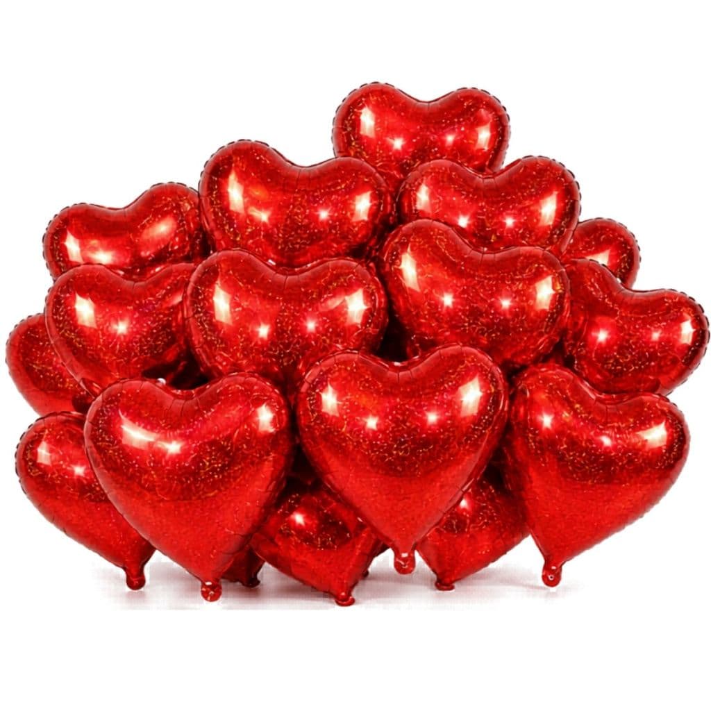 Kit Balão Metalizado Coração Vermelho Centro Mesa Decoração Festa 22cm 9pol Casamento Aniversário