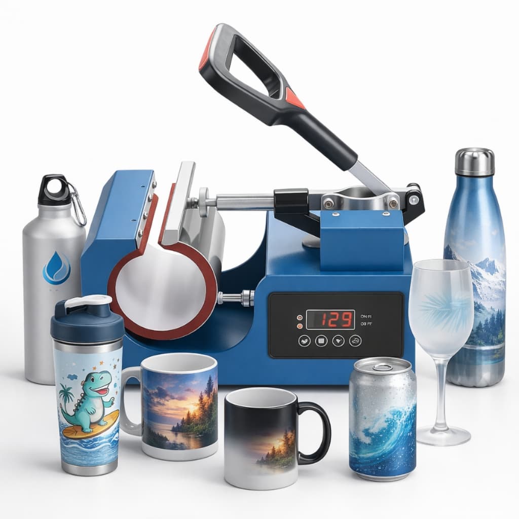 Prensa Térmica para Caneca 11oz 220V D10Z Máquina de Estampar Canecas Copos Squeezes Sublimação Digital 350W Cilíndrica