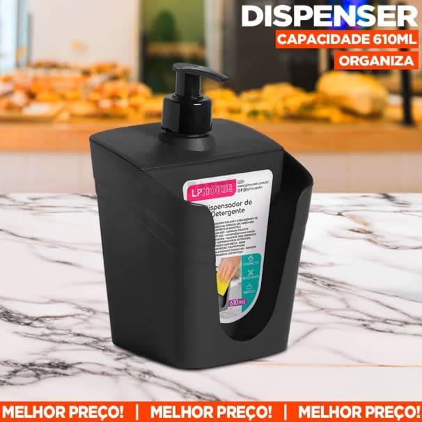 Kit de porta detergente e bucha de louça, Dispenser sabonete liquído - LP House
